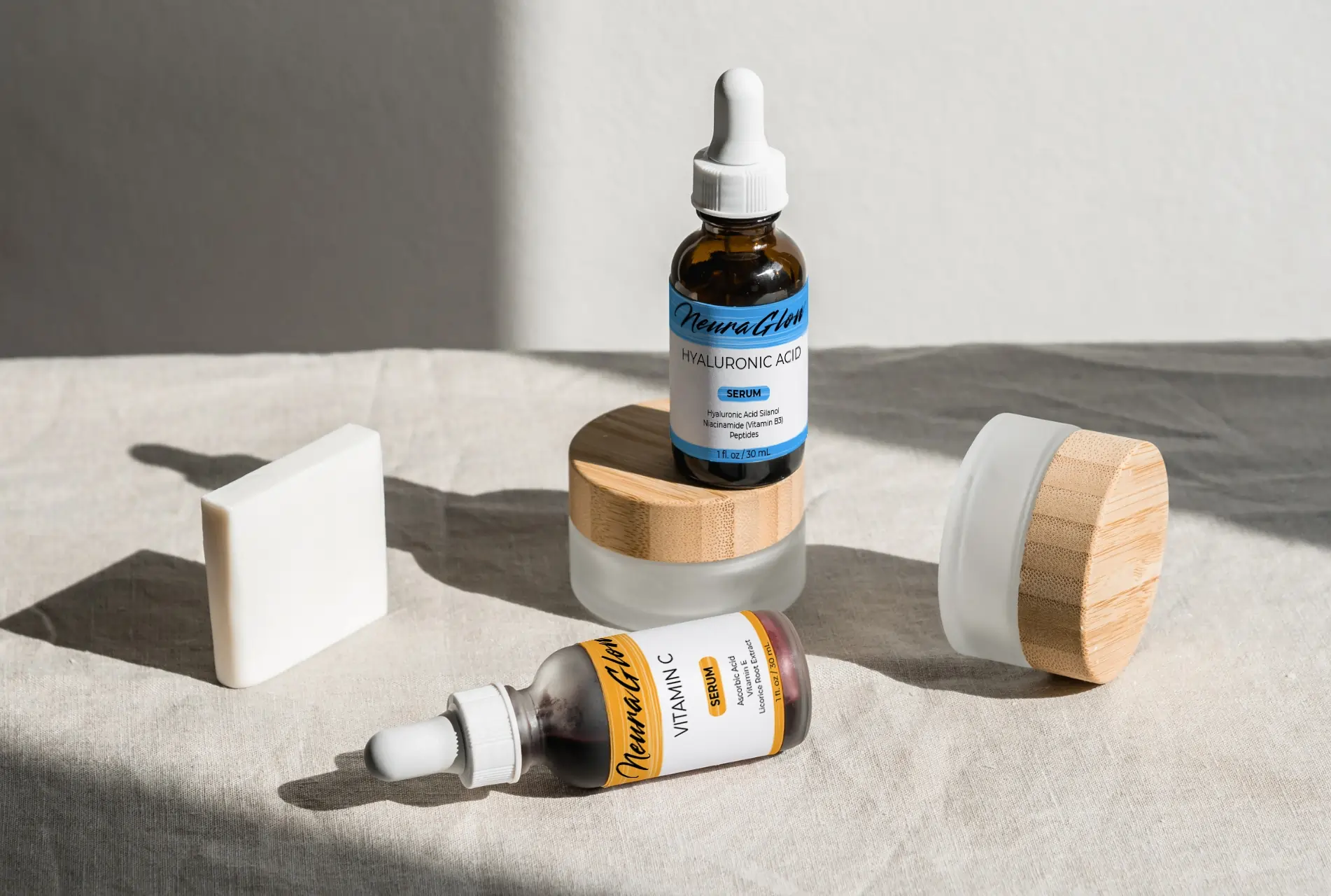 cosmetic jars and bottles